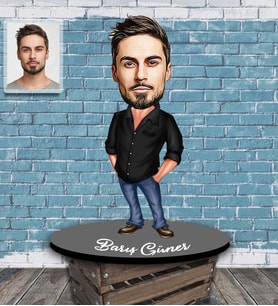 Kişiye Özel Erkek Karikatürlü Ahşap Biblo Model-2