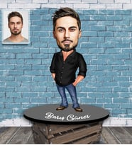 Kişiye Özel Erkek Karikatürlü Ahşap Biblo Model-2