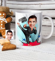 BK Gift Kişiye Özel Bay Karateci Karikatürlü Beyaz Kupa Bardak