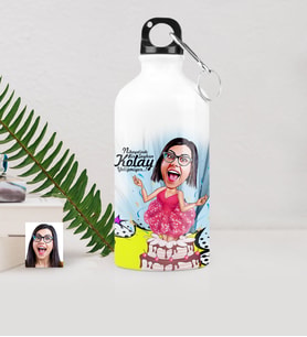 BK Gift Kişiye Özel Bayan Doğum Günü Karikatürlü Metal Suluk 500 Ml 1