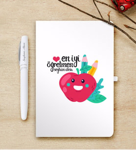 BK Gift Kişiye Özel En İyi Öğretmen Beyaz Defter ve Kalem Hediye Seti-11