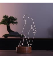 Dansçı Figürlü Dekoratif Hediye Led Masa Lambası 7 Işık Rengi Ahşap Taban