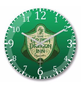 Harry Potter The Green Dragon  Duvar Saati Bombeli Gercek Cam