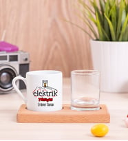 Elektrik Teknisyeni Ahşap Sunumlu Türk Kahvesi Fincanı