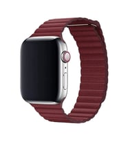 BİPOWER Apple Watch 42-44mm KRD6 Deri Bükme Kordon (Bordo)