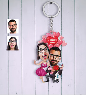 BK Gift Kişiye Özel Evlilik Teklifi Karikatür Anahtarlık  2