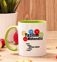 Yazılım Mühendisine Hediye İçi Ve Kulpu Renkli Kupa Bardak