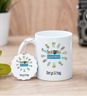 Özel Eğitim Öğretmeni Beyaz Kupa Bardak Ve Anahtarlık Set
