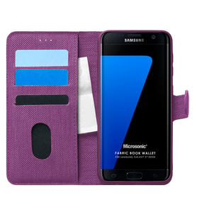 Microsonic Samsung Galaxy S7 Edge Kılıf Fabric Book Wallet Mor