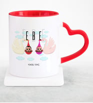 BK Gift Kişiye Özel Mesleki Ebe Kırmızı Kalpli Kupa Bardak  1