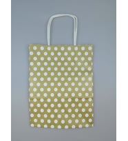 KRAFT KAĞIT ÇANTA GOLD PUANLI 18CM X 24CM - 1 ADET (Karışık)
