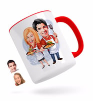 BK Gift Kişiye Özel Sevgililer Karikatürlü Kırmızı Kupa Bardak-57