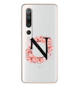 Pembe Çiçekli Harf Tasarım Süper Şeffaf Silikon Telefon Kılıfı Xiomai Mi10- Mi 1