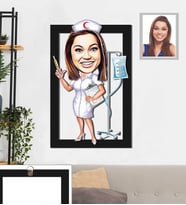 Kişiye Özel Hemşire Karikatürlü 3D Ahşap Tablo 30x47 Bayan-2