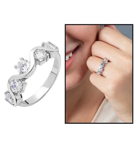 Starlight Diamond Pırlanta Montür Asimetrik 925 Ayar Gümüş Bayan Beştaş Yüzük