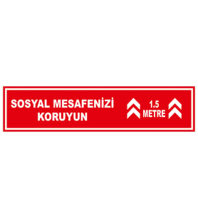 MIGNATIS - Sosyal Mesafenizi Koruyun Yazılı Yere Yapıştırılacak Sticker Afiş 12x50cm SYL24