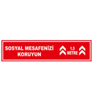 MIGNATIS - Sosyal Mesafenizi Koruyun Yazılı Yere Yapıştırılacak Sticker Afiş 12x50cm SYL24