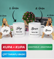 İkili Sevgiliye Hediye İsme Özel Sevgililer Günü Hediyesi Kupa Bardak Anahtarlık Hediye Seti