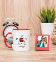 Halkla İlişkiler Uzmanı Kırmızı Kupa Bardak ve Kırmızı Mini Fotoğraf Çerçevesi