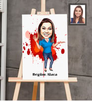 Kişiye Özel İş Kadını Karikatürlü  Ahşap Tablo 30x47 Bayan-12