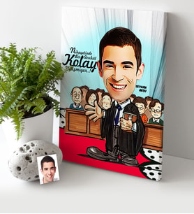 BK Gift Kişiye Özel Bay Avukat Karikatür Kanvas Tablo 30x50cm 2