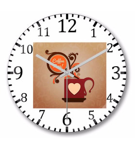 Coffe Time Duvar Saati Bombeli Gercek Cam