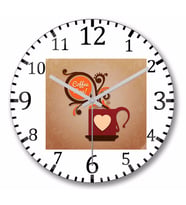 Coffe Time Duvar Saati Bombeli Gercek Cam