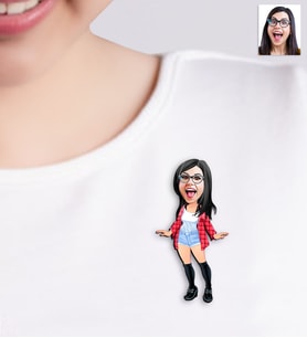 BK Gift Kişiye Özel Karikatürlü Bayan Broş - 3