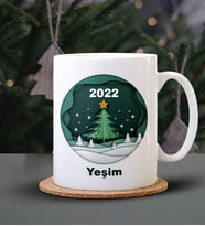 Kişiye Özel Çam Ağacı 2022 Tasarımlı Beyaz Renk Kupa