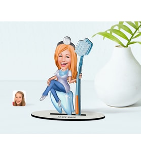 BK Gift Kişiye Özel Bayan Diş Hekimi Karikatür Ahşap Biblo  2