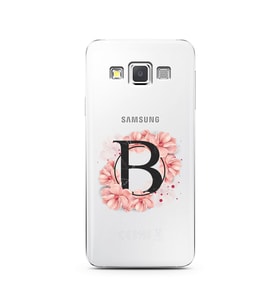 Pembe Çiçekli Harf Tasarım Süper Şeffaf Silikon Telefon Kılıfı Samsung A3 (2015)