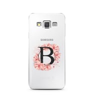Pembe Çiçekli Harf Tasarım Süper Şeffaf Silikon Telefon Kılıfı Samsung A3 (2015)