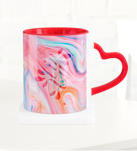 BK Gift Kişiye Özel Mermer Desenli Kırmızı Kalpli Kupa Bardak  10