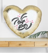 BK Gift Kişiye Özel Sevgililer Günü Altın Yaldız Sihirli Kalp Yastık  31