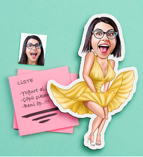 BK Gift Kişiye Özel Bayan Marilyn Monroe Karikatürlü Ahşap Magnet-1 (Çok Renkli)