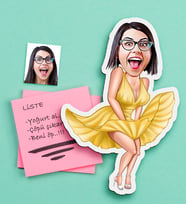 BK Gift Kişiye Özel Bayan Marilyn Monroe Karikatürlü Ahşap Magnet-1 (Çok Renkli)