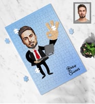 Kişiye Özel İş Adamı Tasarımlı Karikatür A3 130 Parça Puzzle Bay-4