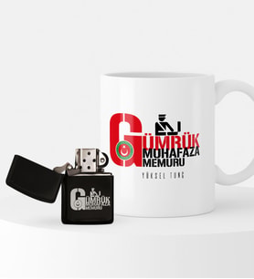 BK Gift Kişiye Özel Gümrük Muhafaza Memuru Temalı Çakmak ve Kupa Seti - 1