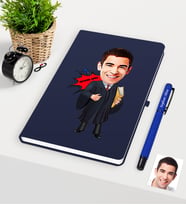 BK Gift Kişiye Özel Bay Avukat Karikatürlü Lacivert Defter Kalem Seti - 1