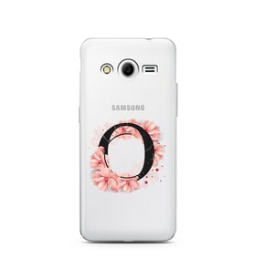 Pembe Çiçekli Harf Tasarım Süper Şeffaf Silikon Telefon Kılıfı Samsung Core 2 O-