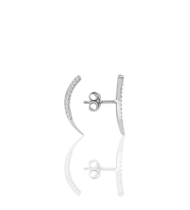 Söğütlü Silver Gümüş rodyumlu zirkon taşlı Ay modeli küpe