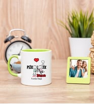 Psikolojik Danışman Yeşil Kupa Bardak ve Yeşil Mini Fotoğraf Çerçevesi