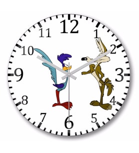 Road Runner ve Coyote  Duvar Saati Bombeli Gercek Cam
