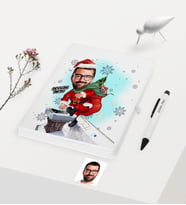 BK Gift Kişiye Özel Yılbaşı Temalı Bay Karikatürlü Beyaz Defter Kalem Seti - 3