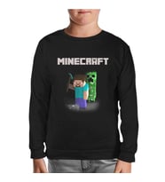 Minecraft - 7 Siyah Çocuk Sweatshirt