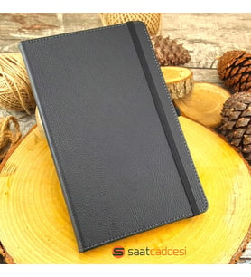 Termo Deri Defter Siyah + Metal Roller Kalem Hediyeli
