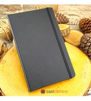 Termo Deri Defter Siyah + Metal Roller Kalem Hediyeli
