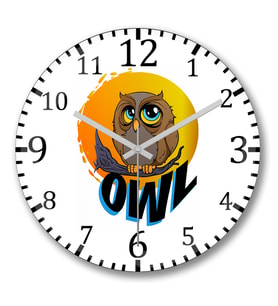 Owl Baykuş Duvar Saati Bombeli Gercek Cam