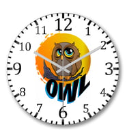 Owl Baykuş Duvar Saati Bombeli Gercek Cam