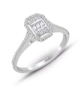 Modern Tasarım 0.25 Ct Baget Kare Tektaş Yüzük